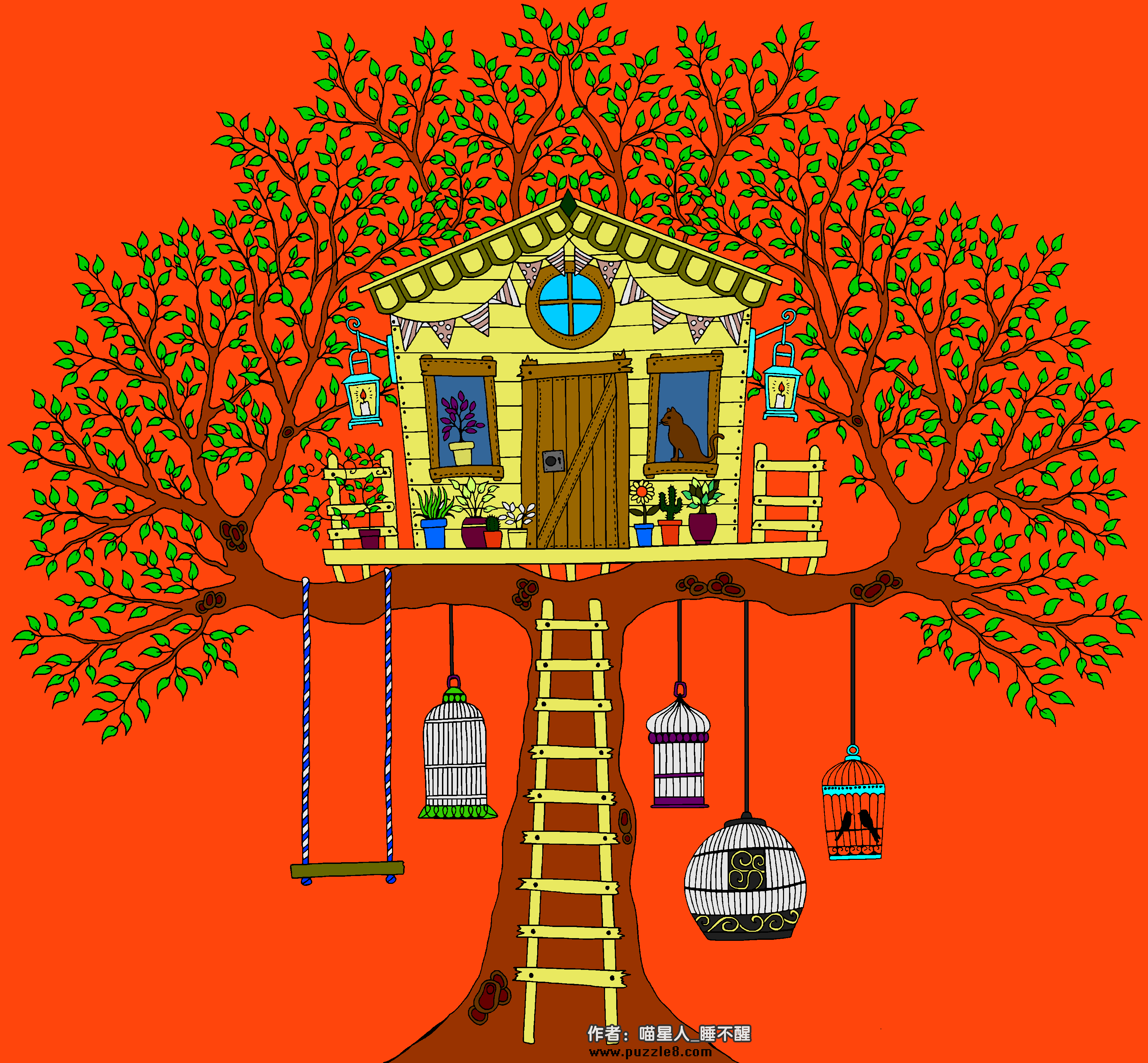 秘密花园 树的网友填色作品