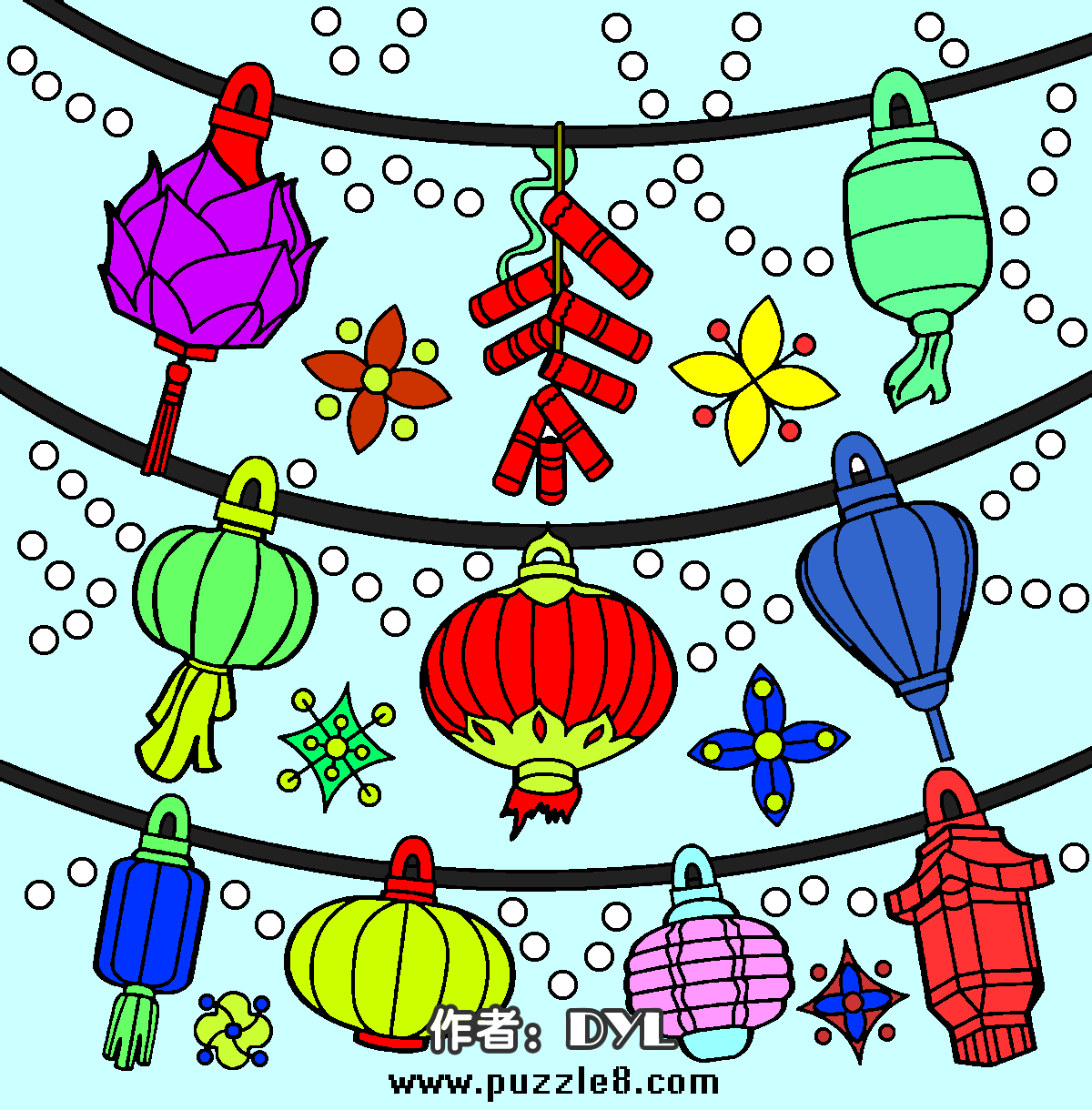 中国灯笼的网友填色作品