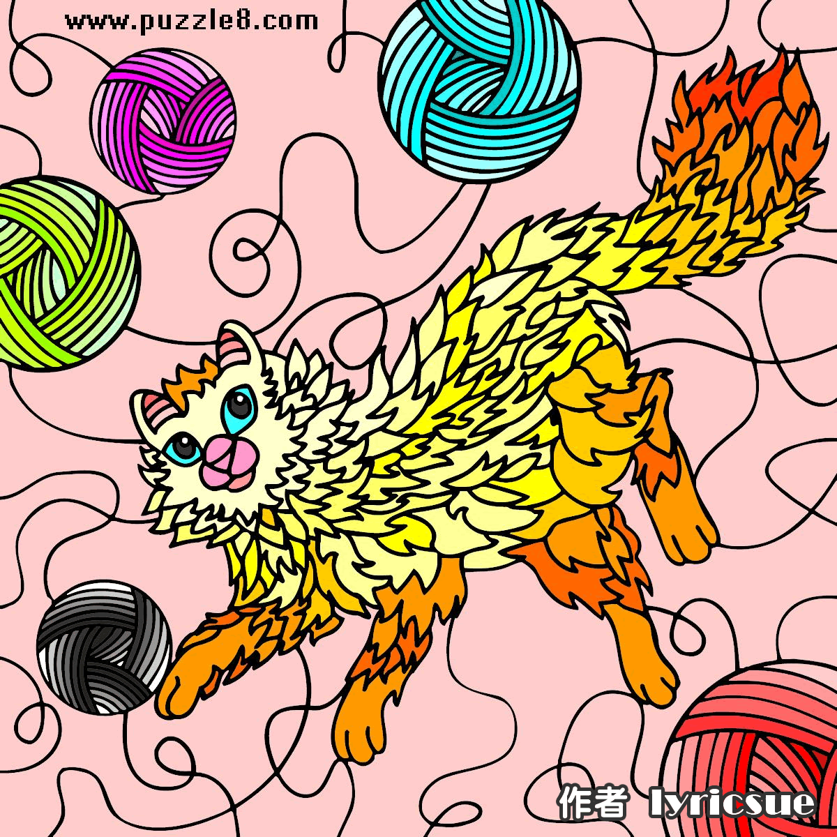 猫和毛线球的网友填色作品