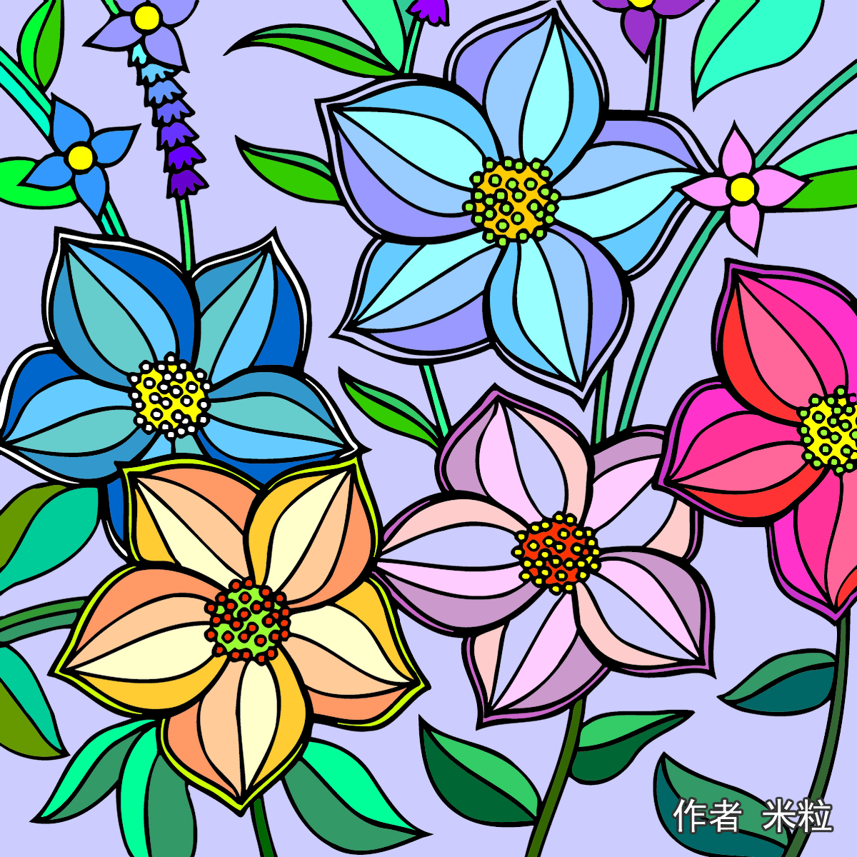 鲜花的网友填色作品
