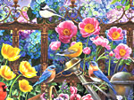 小鸟和鲜花的拼图游戏