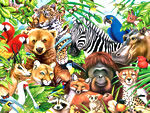 森林动物的拼图游戏